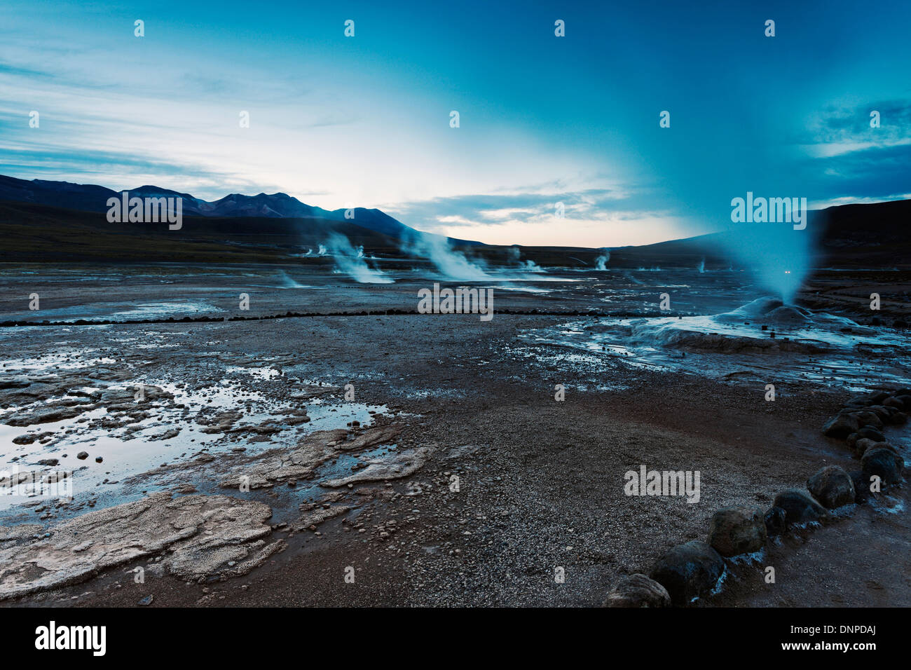 Il Cile, Regione di Antofagasta, El Tatio Geyser campo Foto Stock
