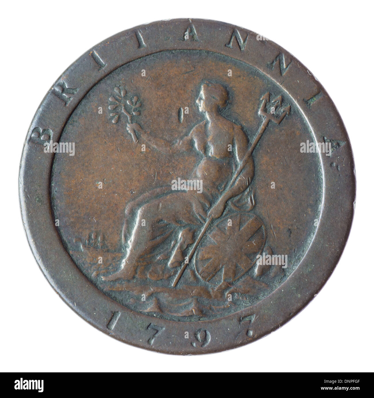 British George III penny 1797 Foto Stock