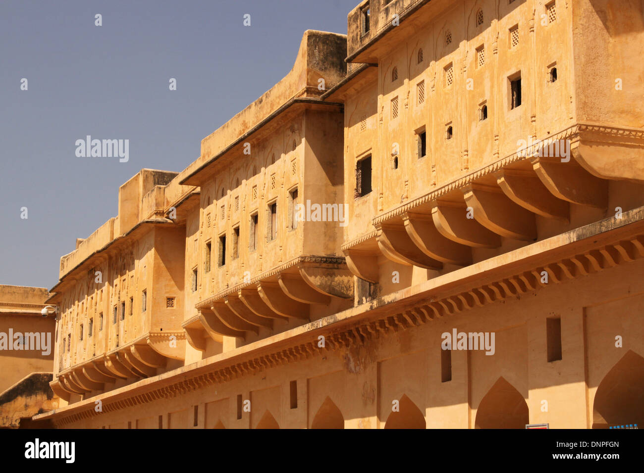 Oggetto estruso balconi in pietra arenaria o windows Jodhpur palace Foto Stock