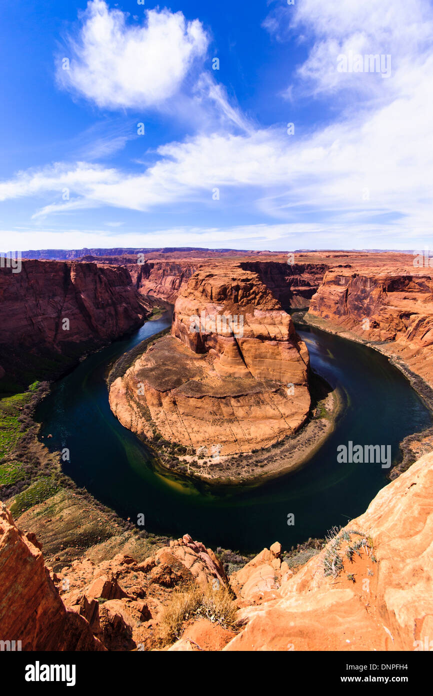 Curva a ferro di cavallo, a forma di ferro di cavallo meandro del fiume Colorado vicino a pagina, Arizona, Stati Uniti. Foto Stock