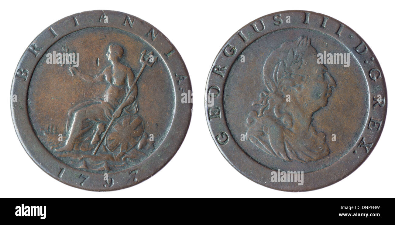 British George III penny 1797 Foto Stock