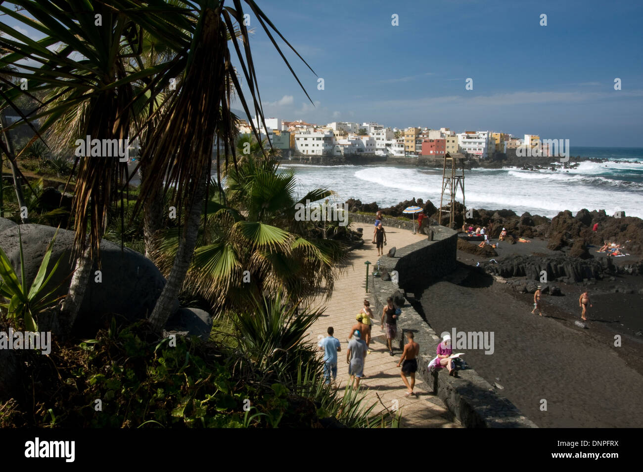 Playa del Jardin, Puerto de la Cruz, Nord Tenerife, Spagna Foto Stock