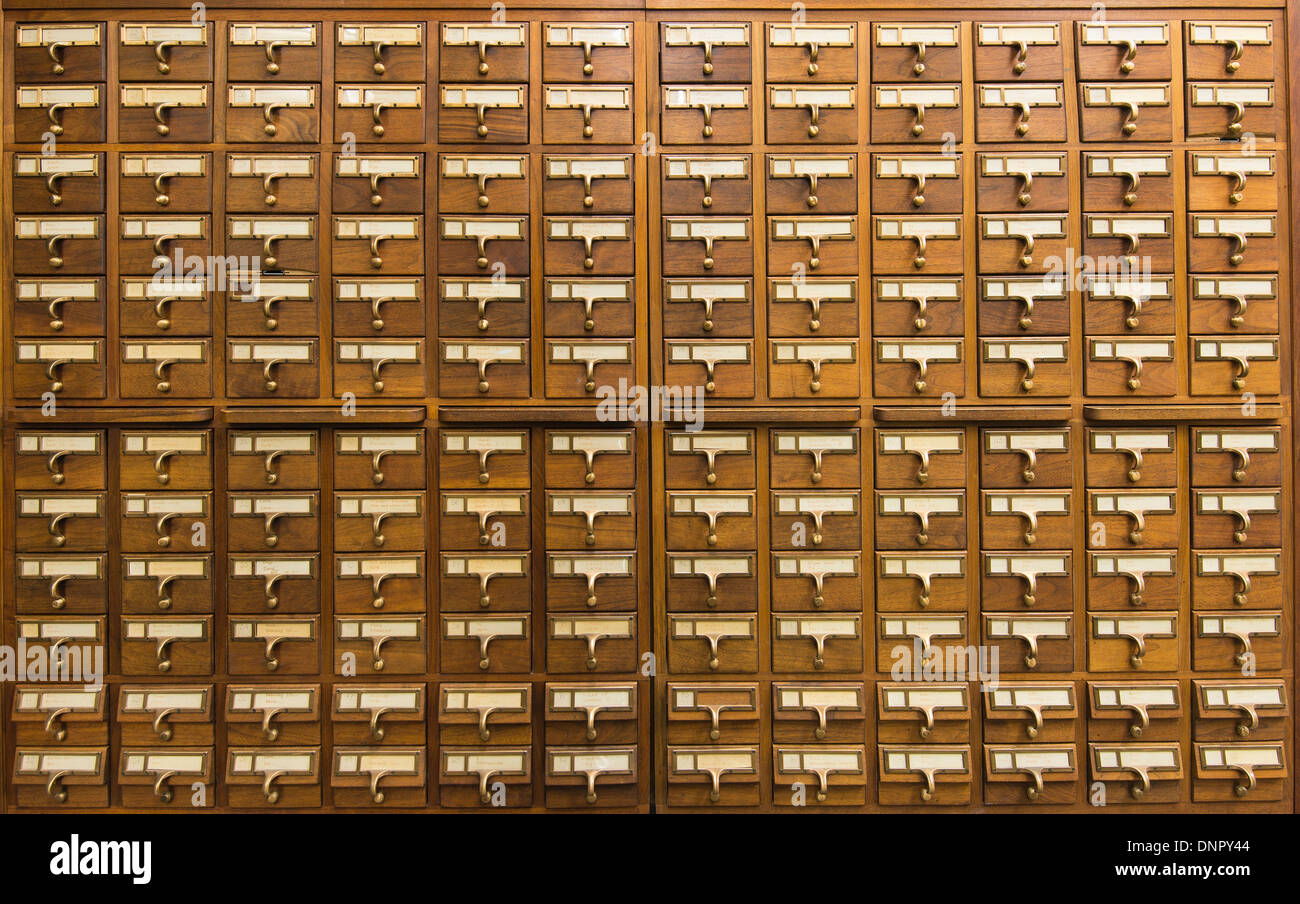 Biblioteca Catalogo Scheda Foto Stock