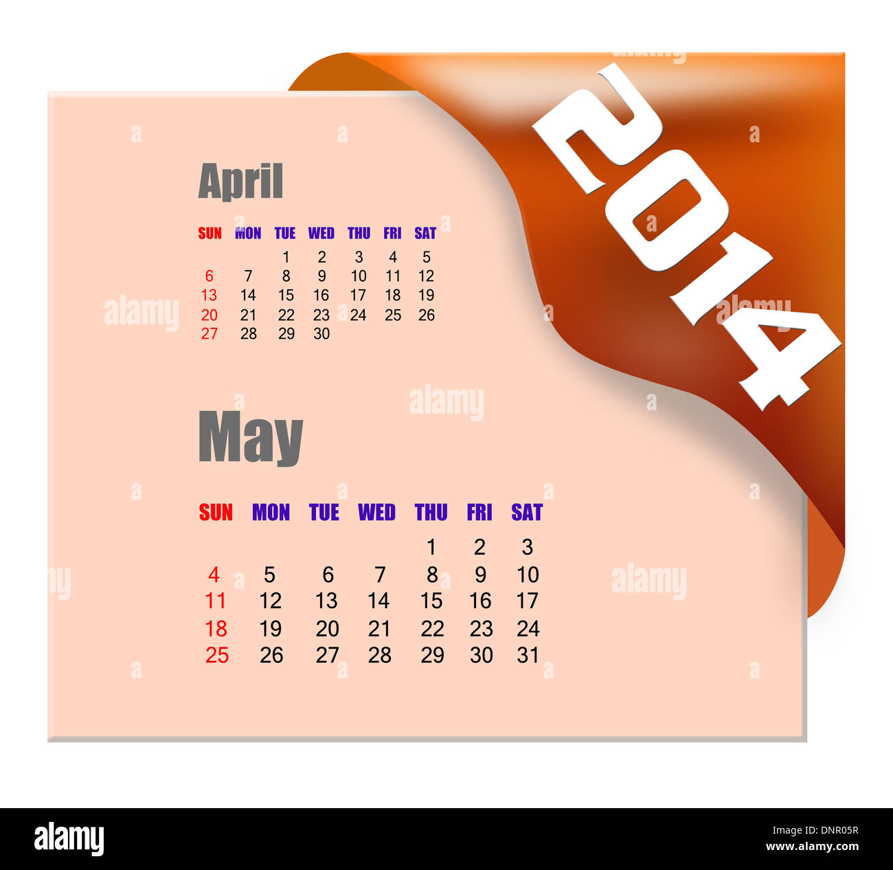 2014 maggio calendario Foto Stock