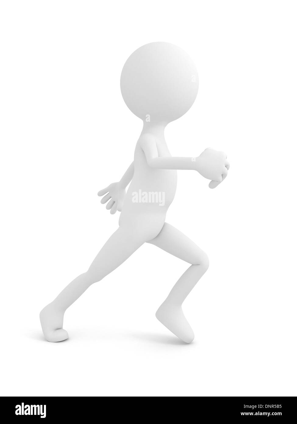 Uomo che corrono su bianco. 3D render Foto Stock