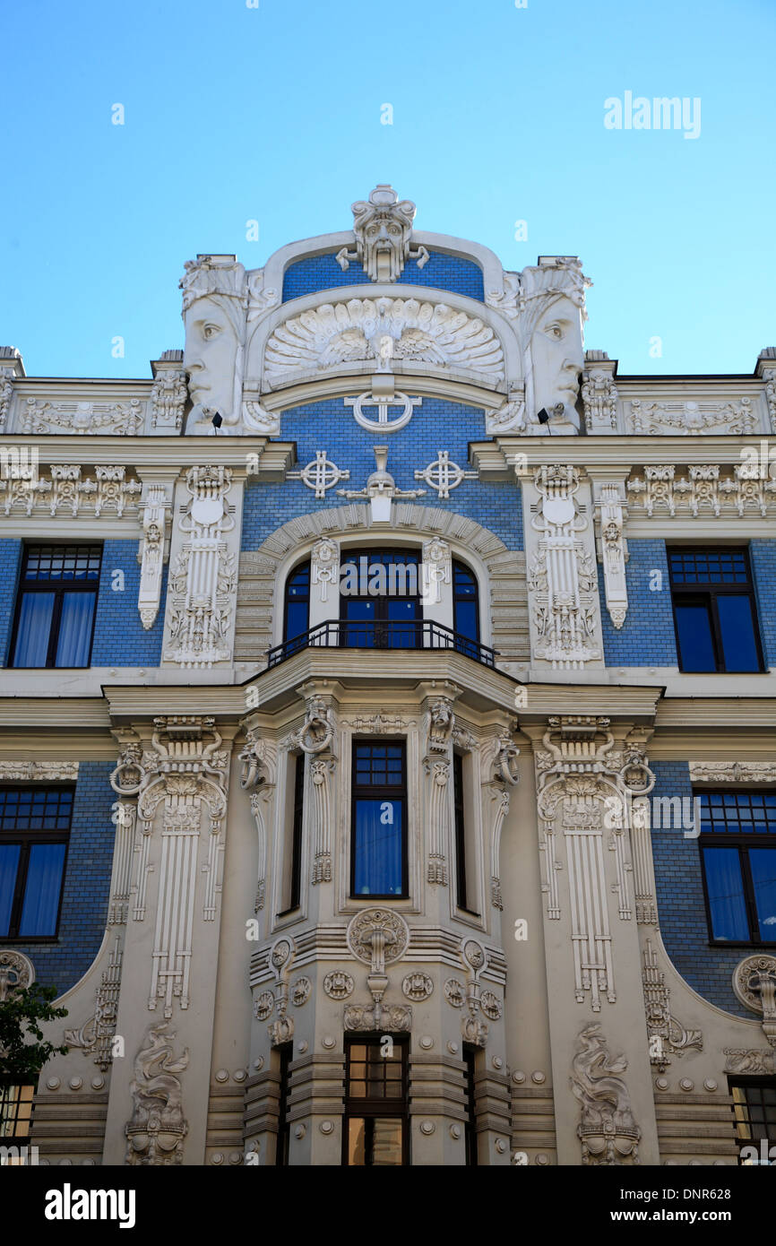 Casa in stile Art Nouveau in Elizabetes iela Street, (Elisabethstrasse), Riga, Lettonia Foto Stock