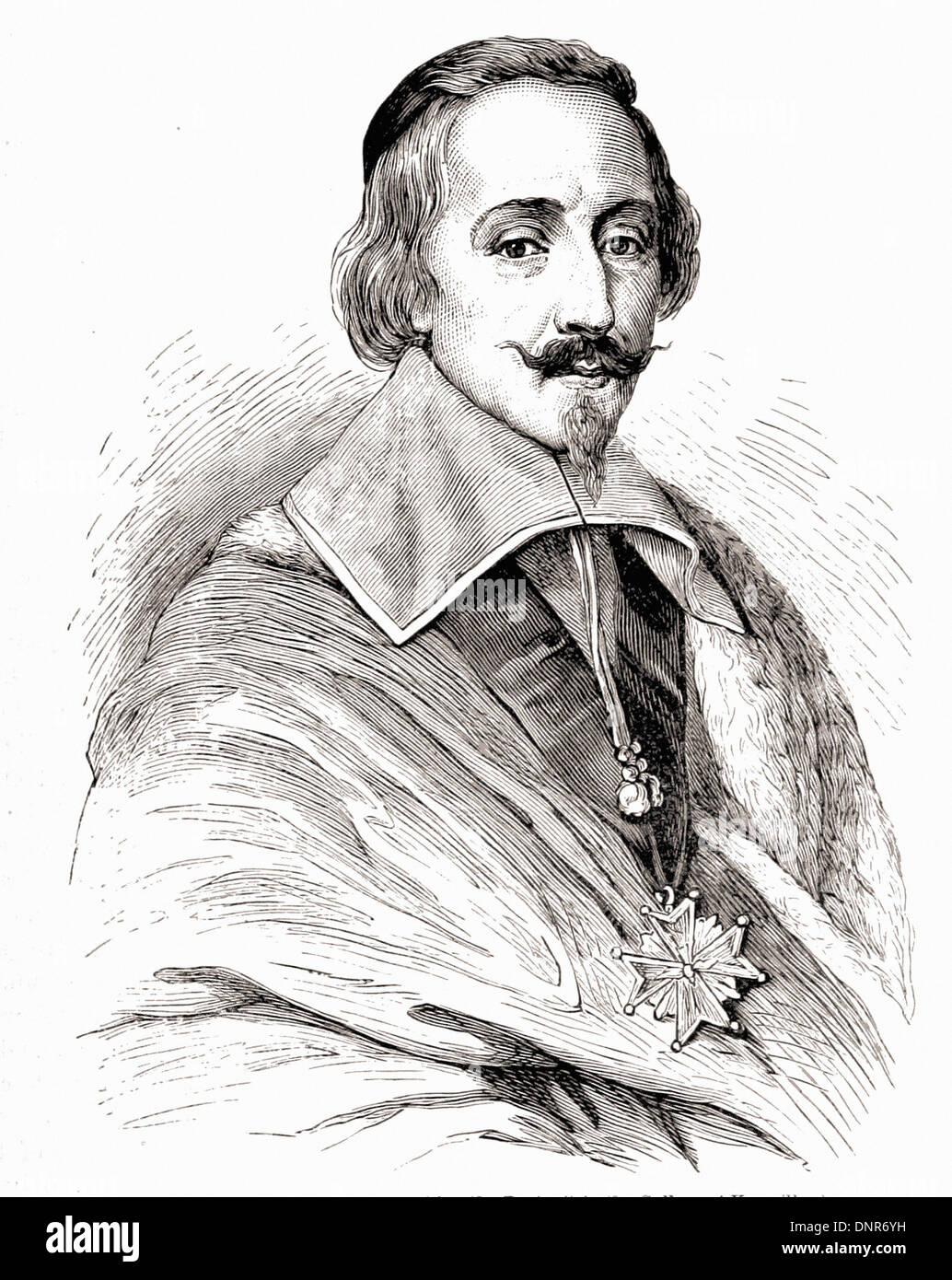 Ritratto del cardinale Richelieu - Incisione britannica del XIX secolo Foto Stock