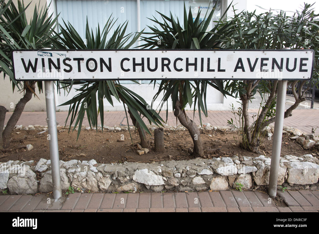 Winston Churchill Avenue, tipicamente britannico nome strada, Gibilterra, Regno Unito territorio d oltremare Foto Stock