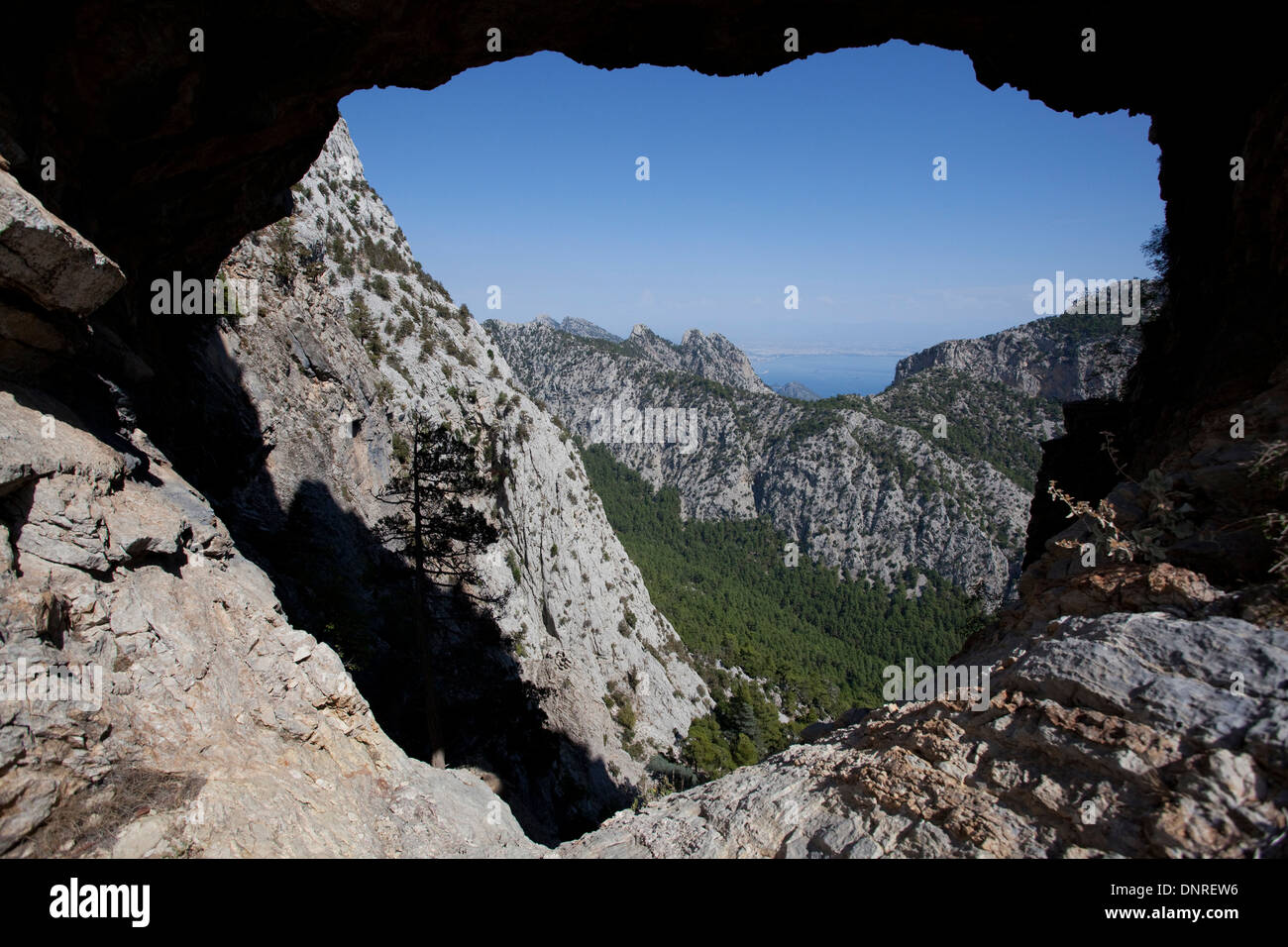 Vista panoramica di Deliklidağ Beydağları Turchia Antalya Foto Stock