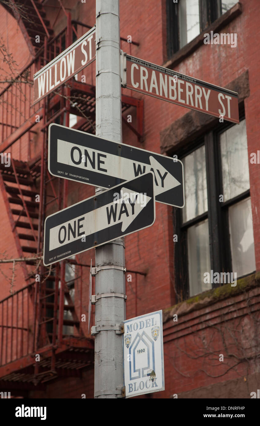 Indicazioni stradali in Brooklyn New York Foto Stock