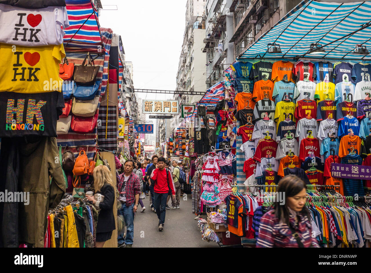 Vivace la Ladies Street (Tung Choi Street ), Hong Kong, Cina Foto Stock