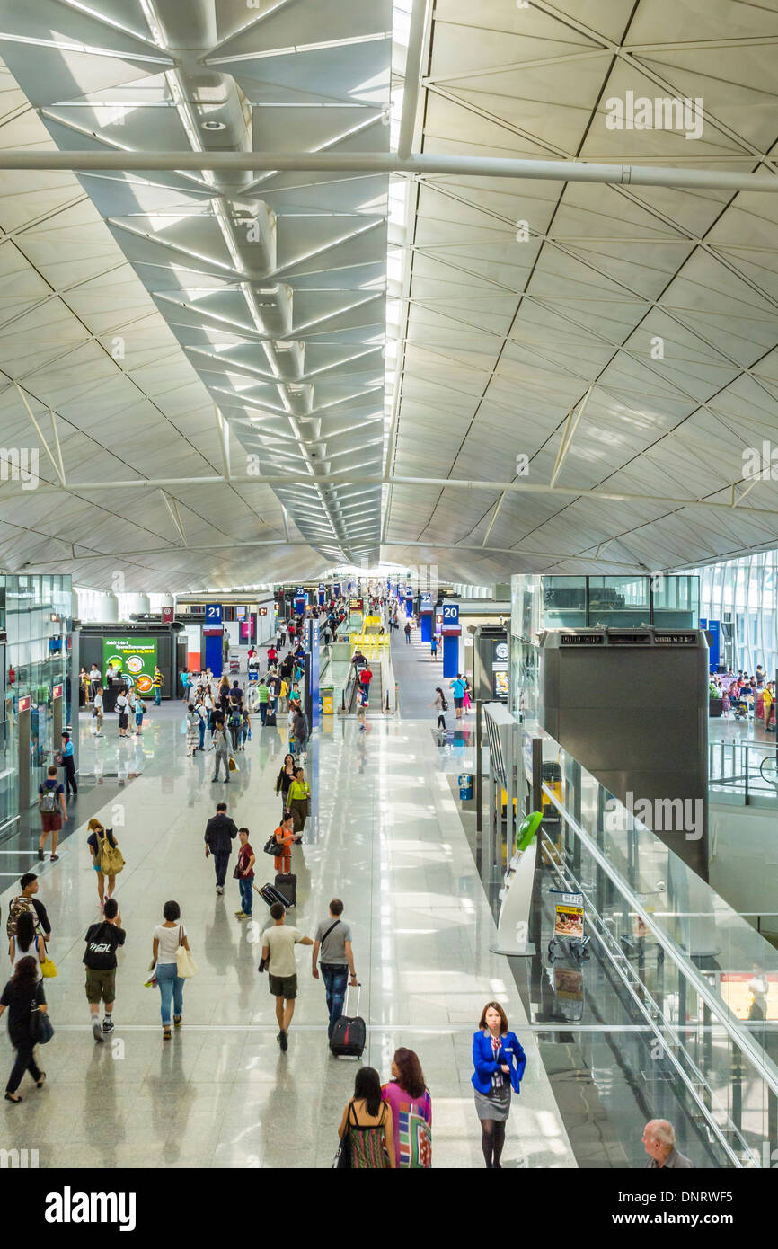 Interno del terminale, l'Aeroporto Internazionale di Hong Kong, Hong Kong Foto Stock