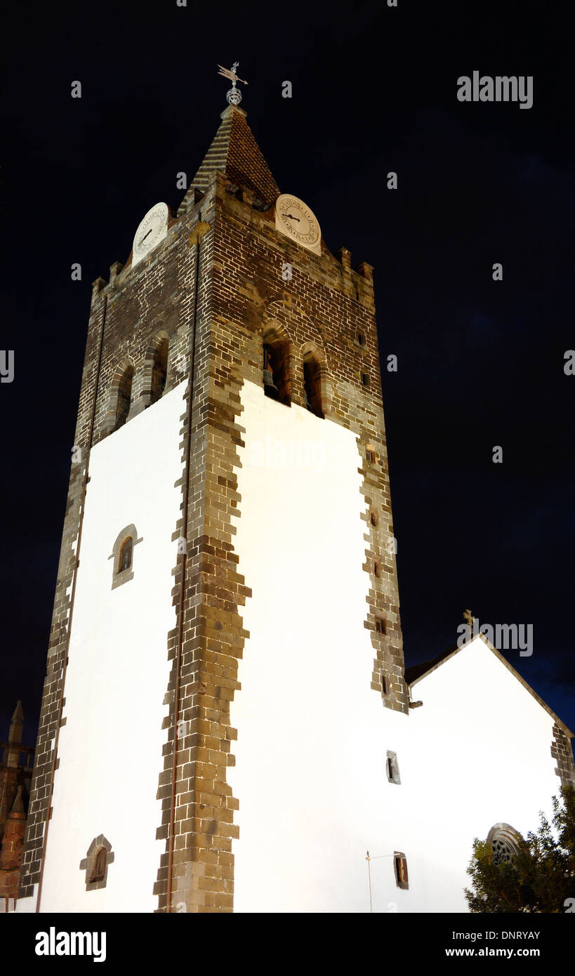 Se Catedral do Funchal Madeira chiesa cattedrale di notte Foto Stock