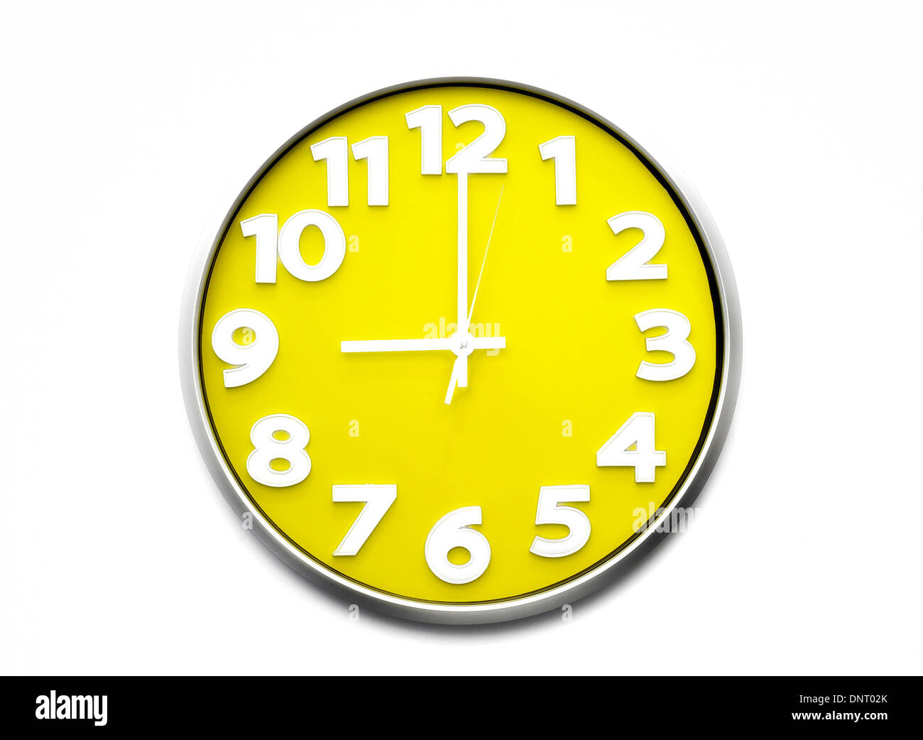 Giallo orologio 9 ore l'orologio batte nove ore 21,00 Foto Stock