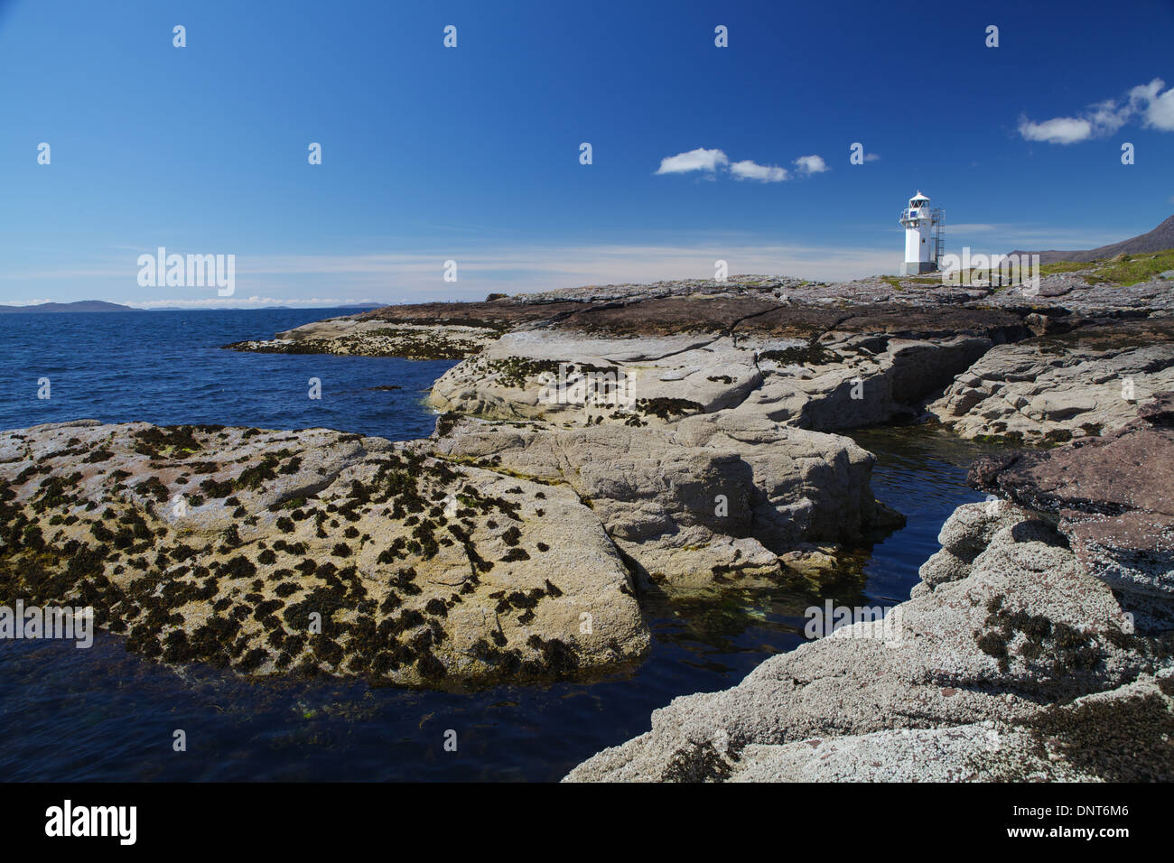 Faro rhue, Loch Ginestra, Wester Ross, Scozia. Foto Stock