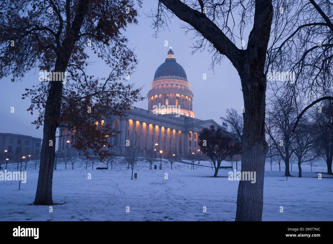Massa congelata al di fuori dell'Utah sede del governo Foto Stock