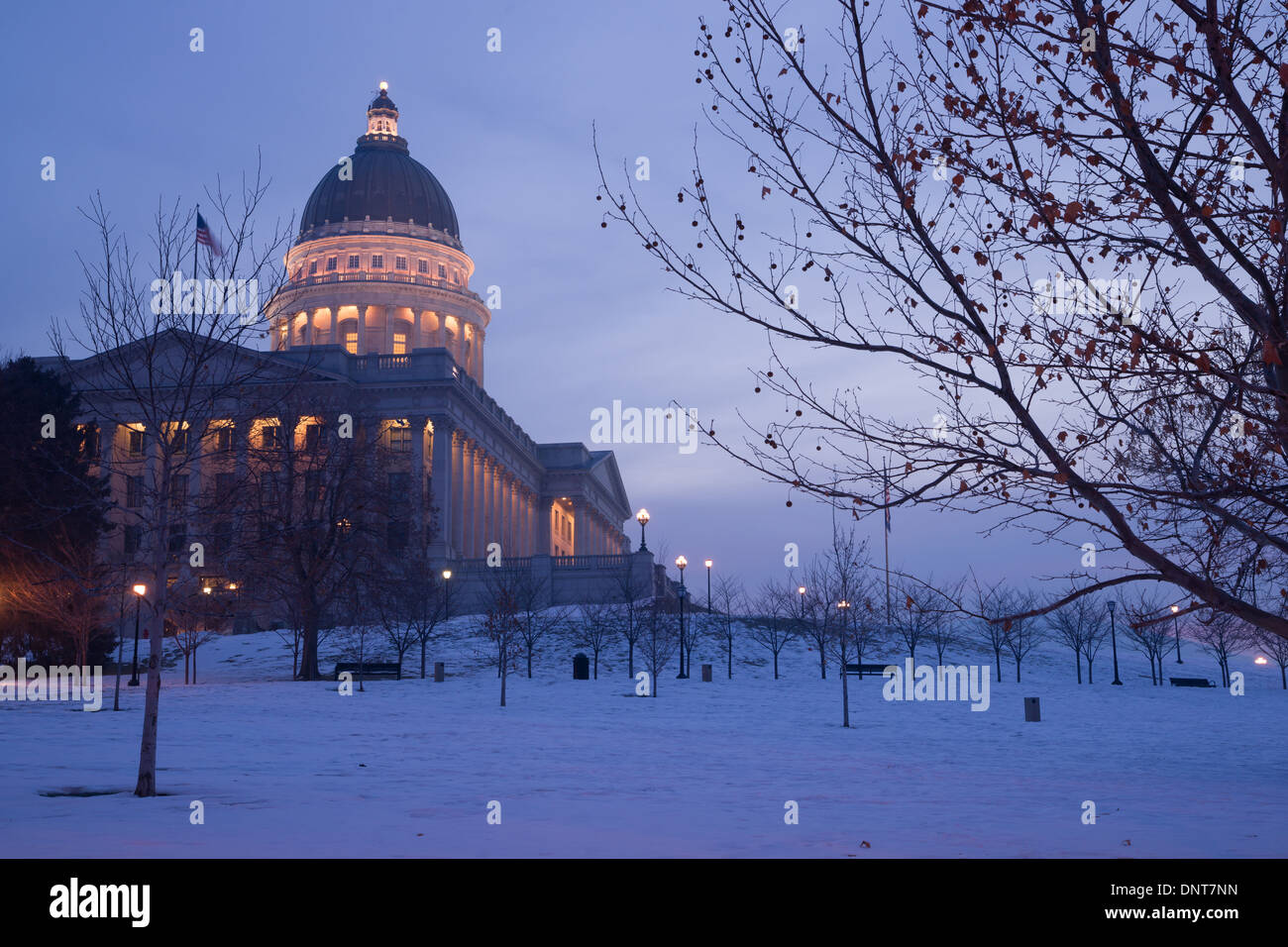 Massa congelata al di fuori dell'Utah sede del governo Foto Stock