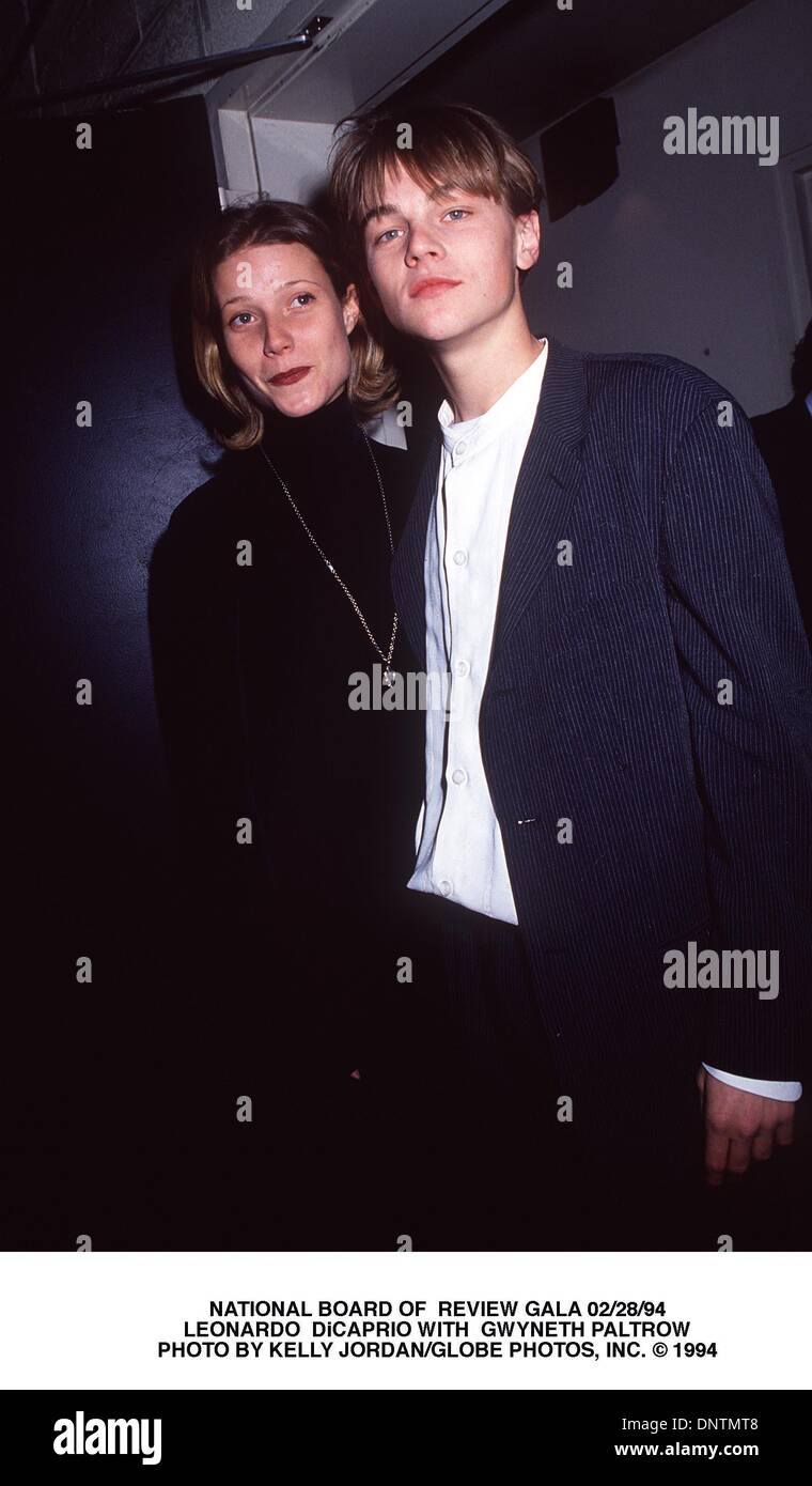 1 maggio 2001 - National Board of Review GALA 28/02/94.leonardo dicaprio con Gwyneth Paltrow. KELLY GIORDANIA/ 1994(Credit Immagine: © Globo foto/ZUMAPRESS.com) Foto Stock