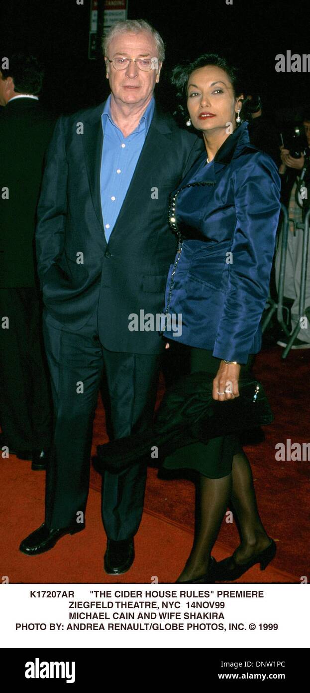 Nov. 14, 1999 - K17207AR ''le regole della casa del sidro'' PREMIERE.Teatro Ziegfeld, NYC 14NOV99.MICHAEL Caino e la moglie di Shakira. ANDREA RENAULT/ 1999(Credit Immagine: © Globo foto/ZUMAPRESS.com) Foto Stock