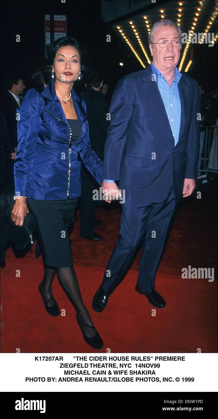 Nov. 14, 1999 - K17207AR ''le regole della casa del sidro'' PREMIERE.Teatro Ziegfeld, NYC 14NOV99.MICHAEL Cain & moglie Shakira. ANDREA RENAULT/ 1999(Credit Immagine: © Globo foto/ZUMAPRESS.com) Foto Stock