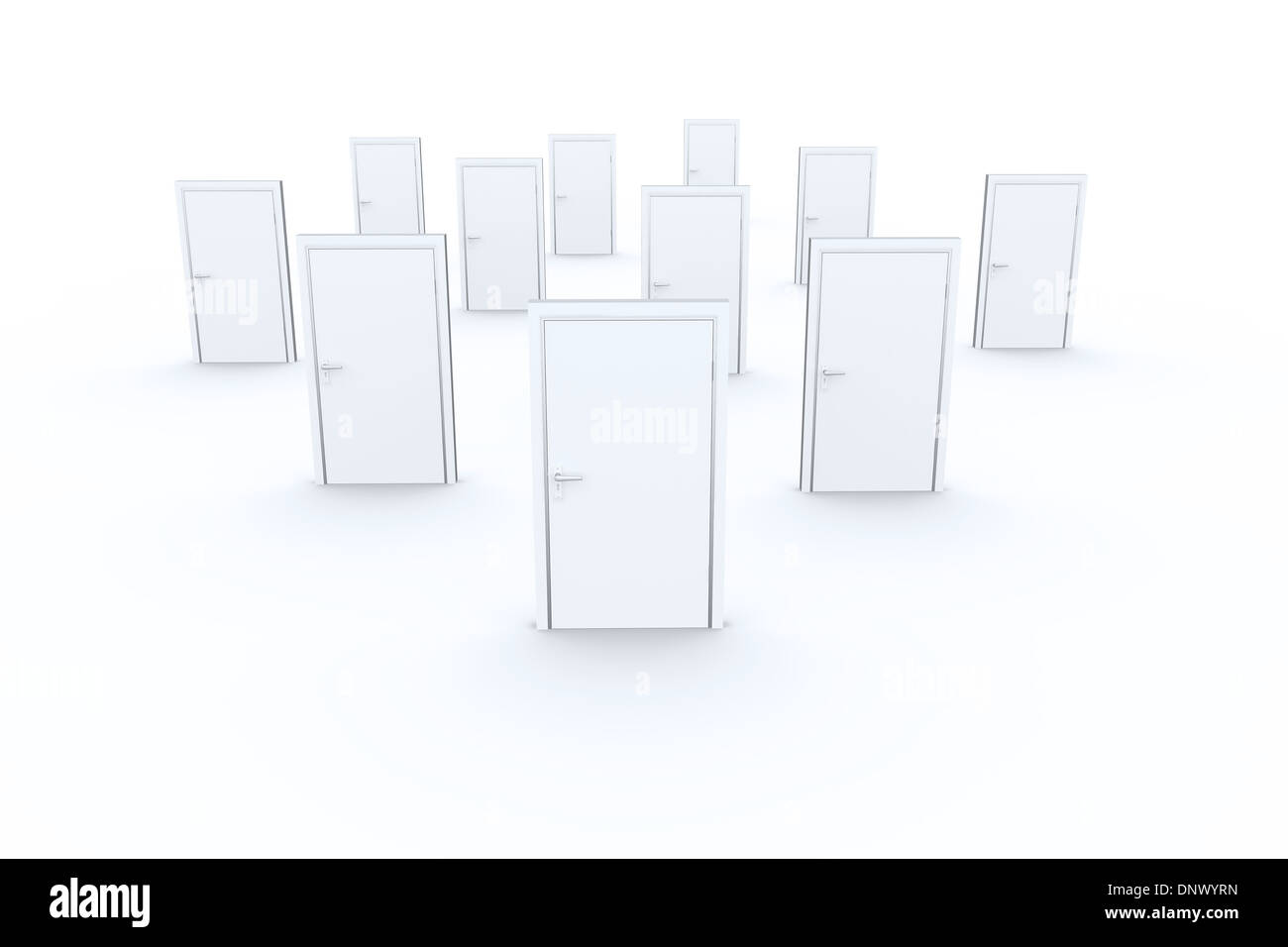 Molte porte chiuse chiuse Foto Stock