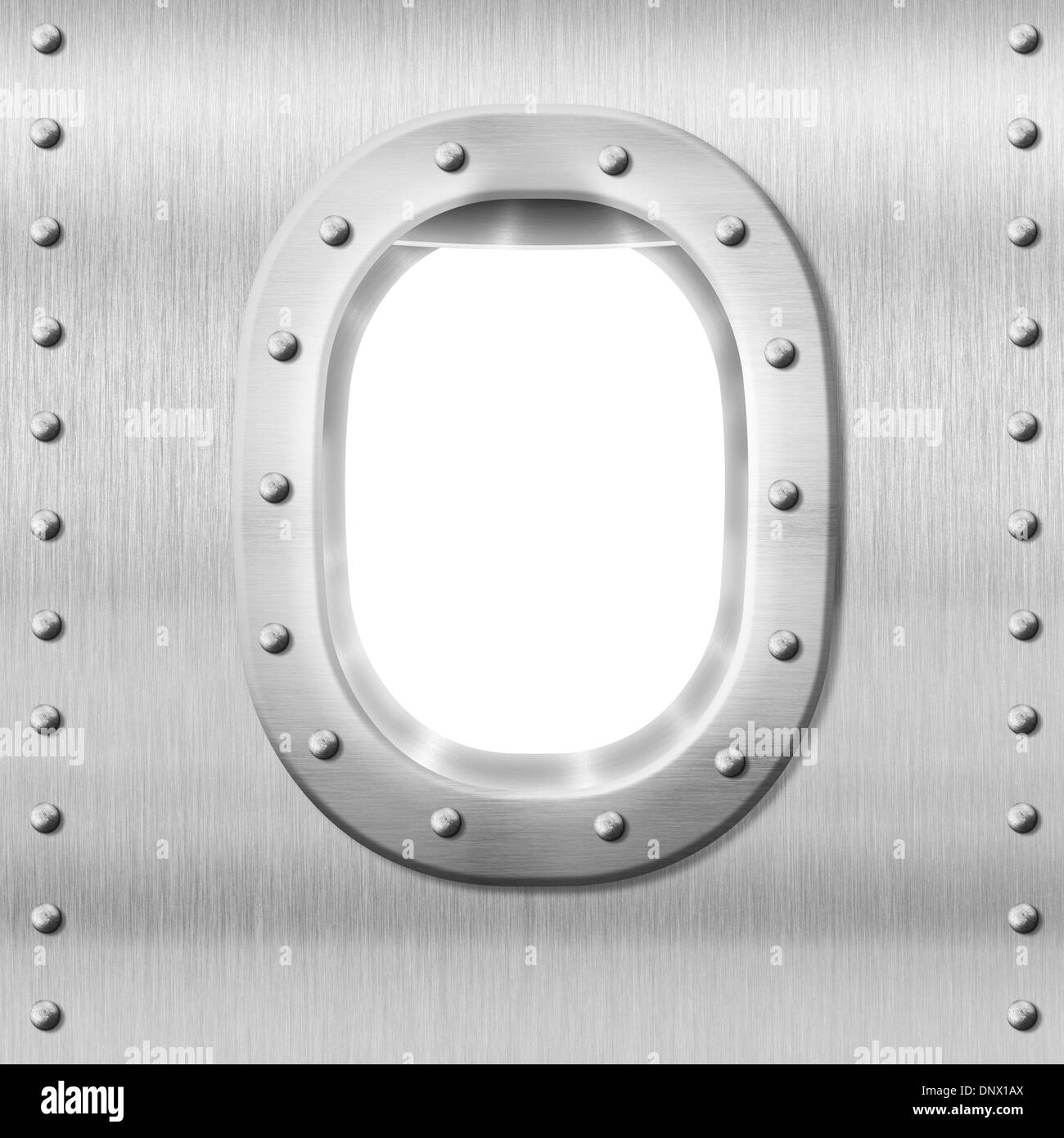 Oblò di metallo o finestra Foto Stock