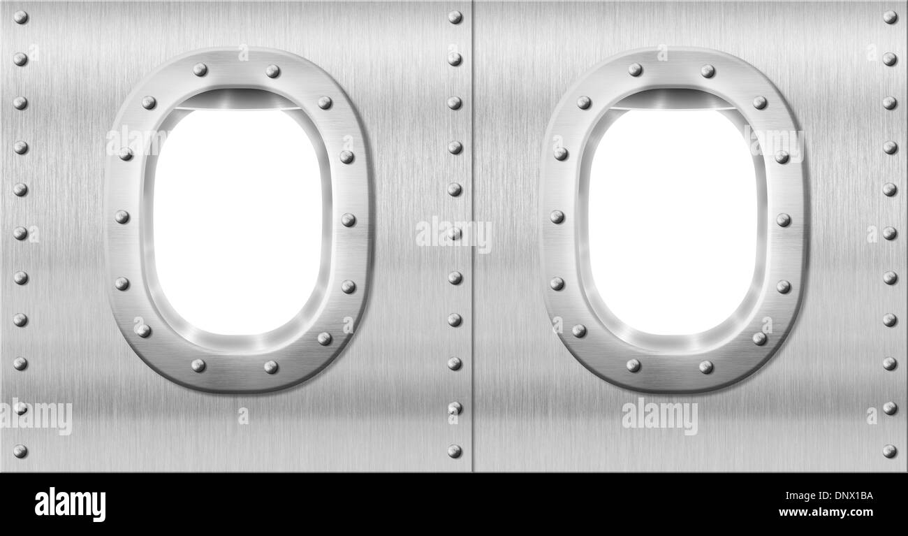 Due oblò metallici o windows Foto Stock