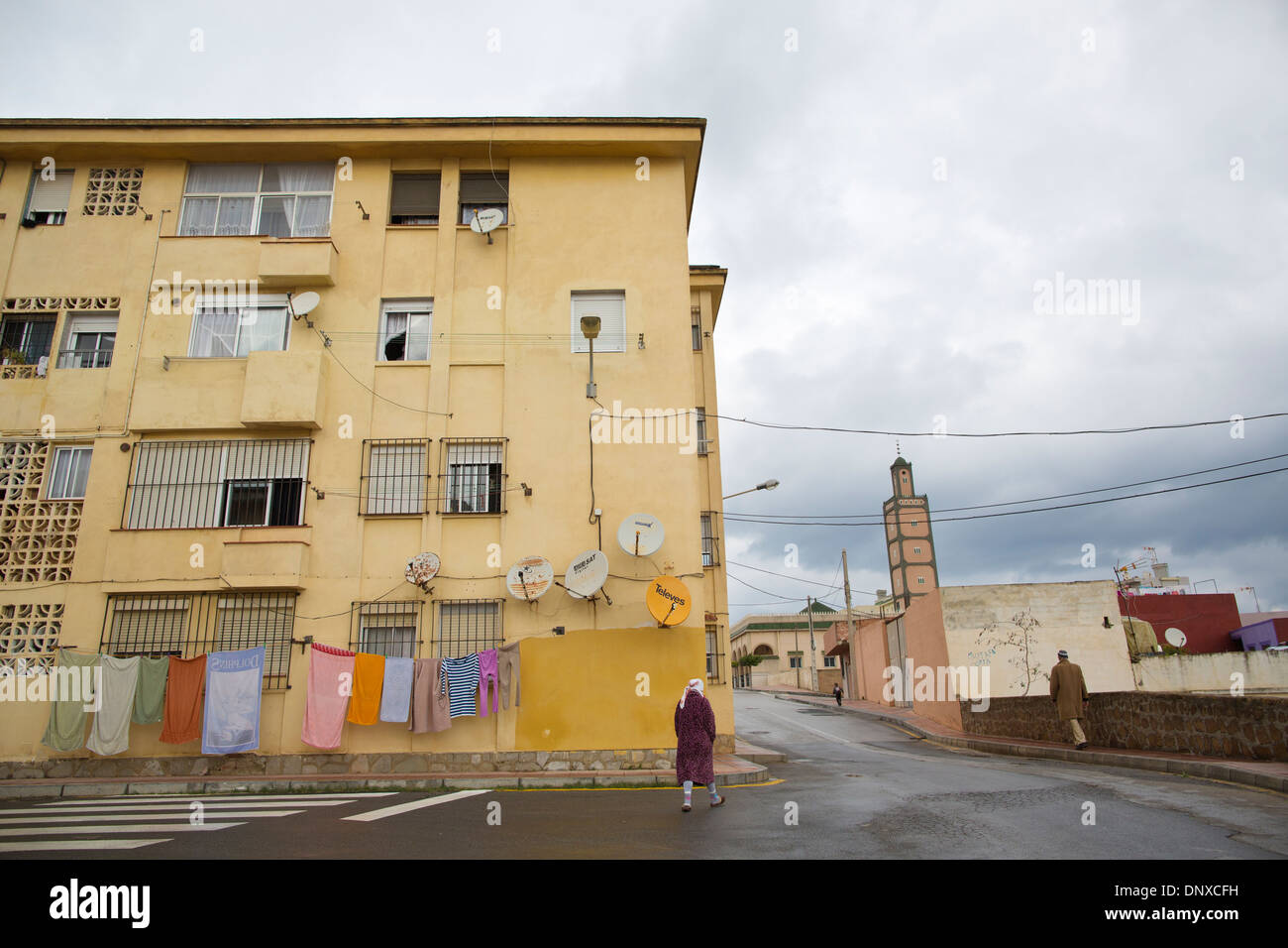 Principe musulmano, quartiere della periferia di Ceuta, Spagna, Africa nord-occidentale. Foto Stock