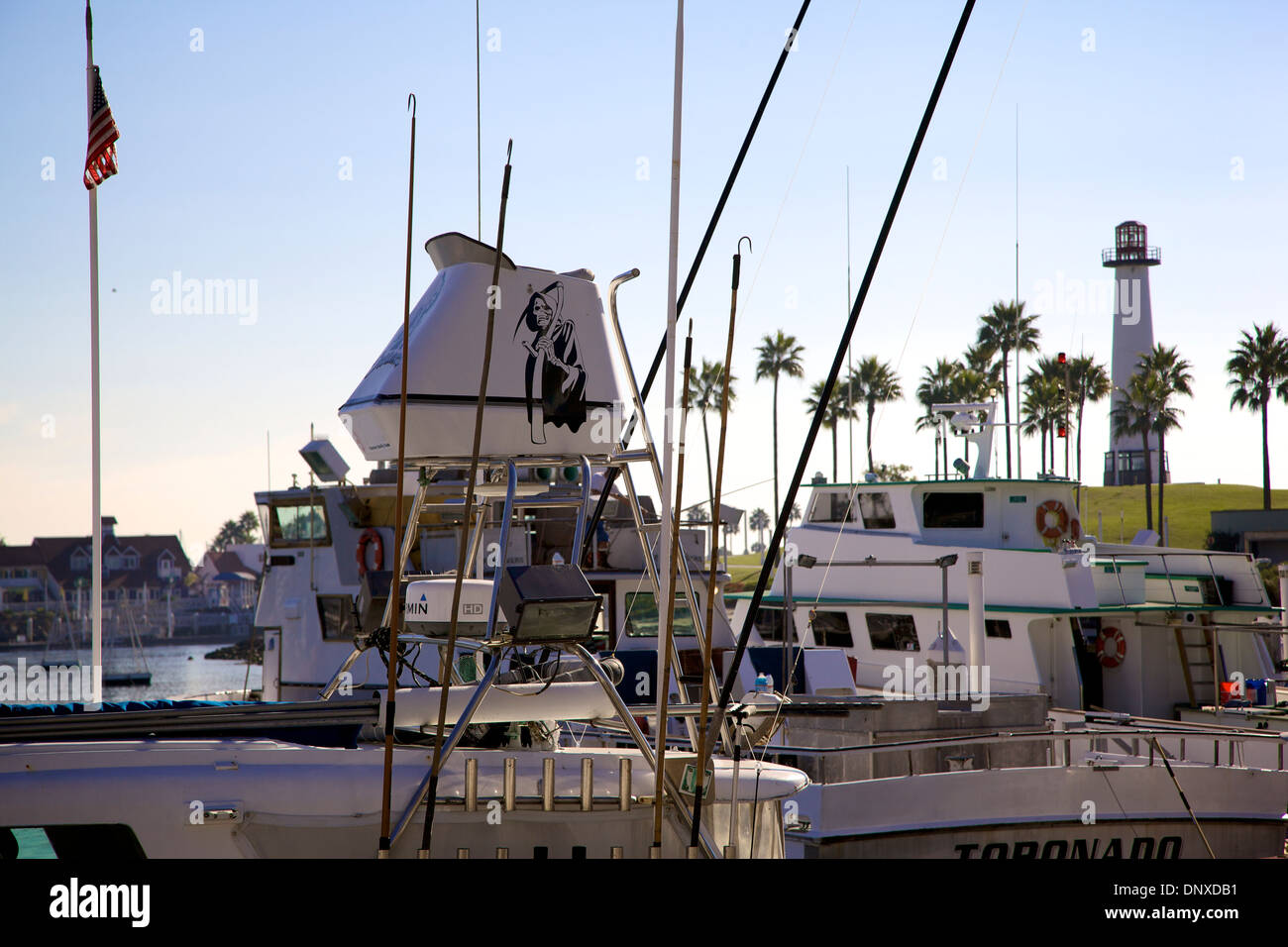 Long Beach in California con palme da porta marina USA Foto Stock