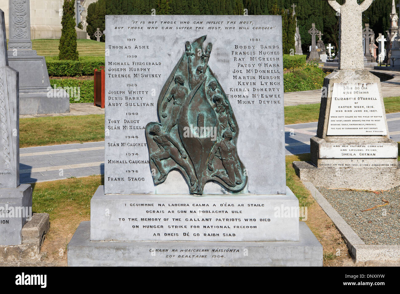 Monumento ai patrioti che morì in sciopero della fame per la libertà nazionale presso il cimitero di Glasnevin a Dublino, Irlanda Foto Stock