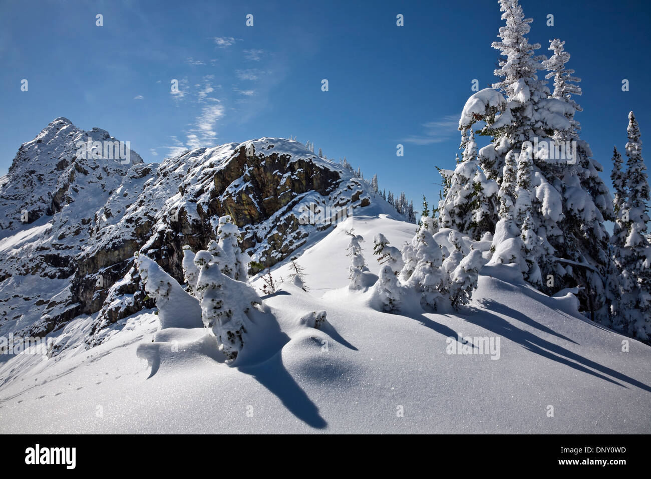 Frisco montagna nel North Cascades dopo un inizio inverno tempesta di neve dal Maple Pass nel Okanogan National Forest. Foto Stock