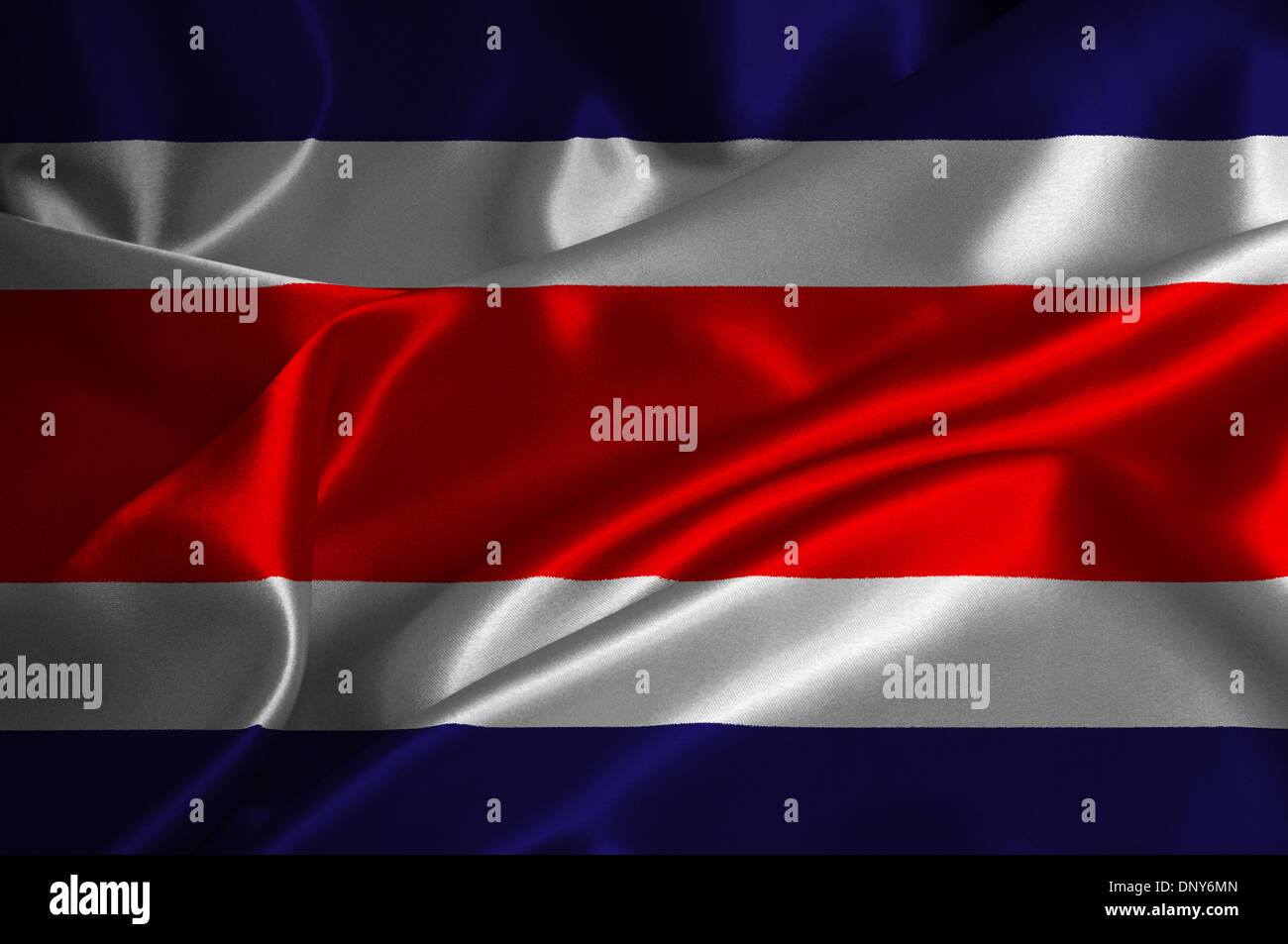 Costa Rica bandiera su raso texture. Foto Stock