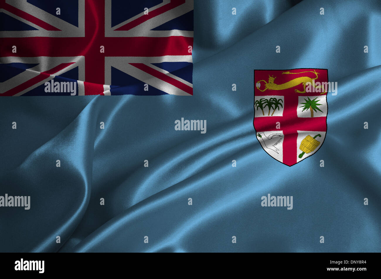 Isole Figi bandiera su raso texture. Foto Stock
