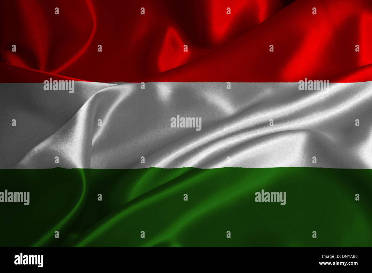 Ungheria bandiera su raso texture. Foto Stock
