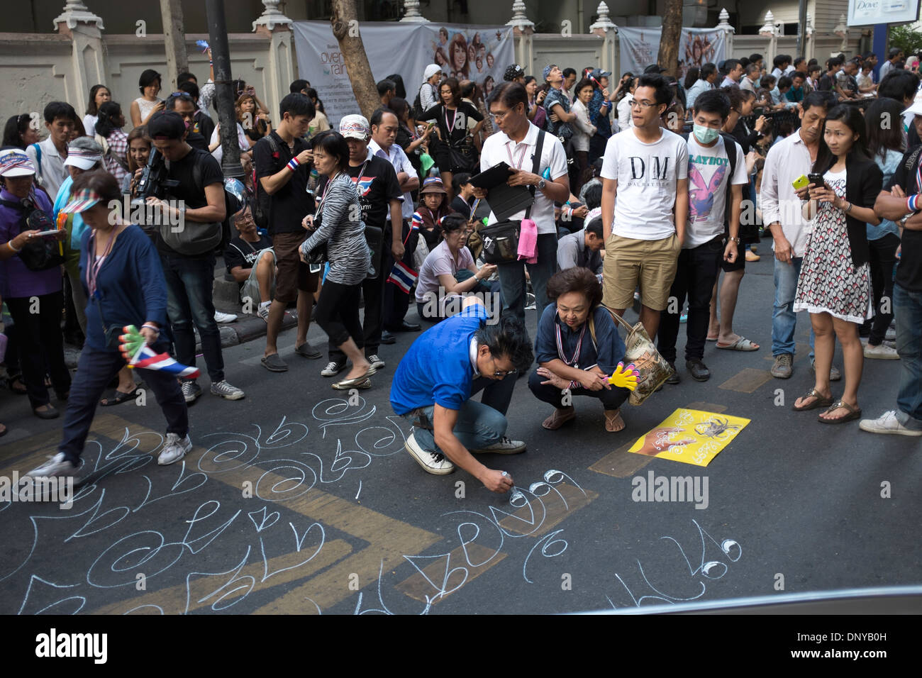 Anti contestatori del governo di Bangkok in Thailandia Foto Stock
