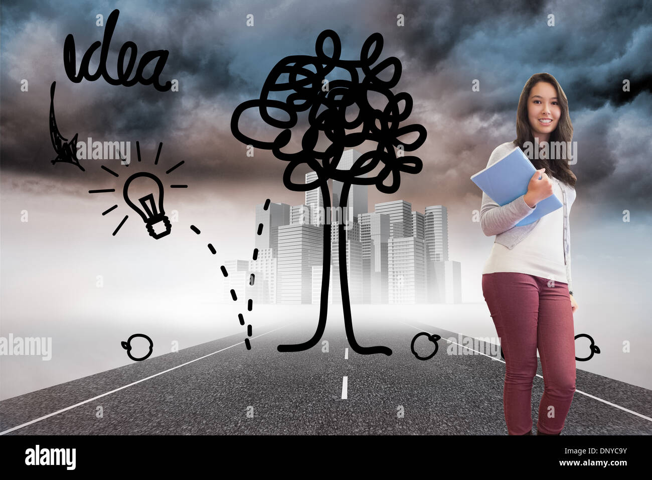Immagine composita di sorridere studente in una sala computer Foto Stock