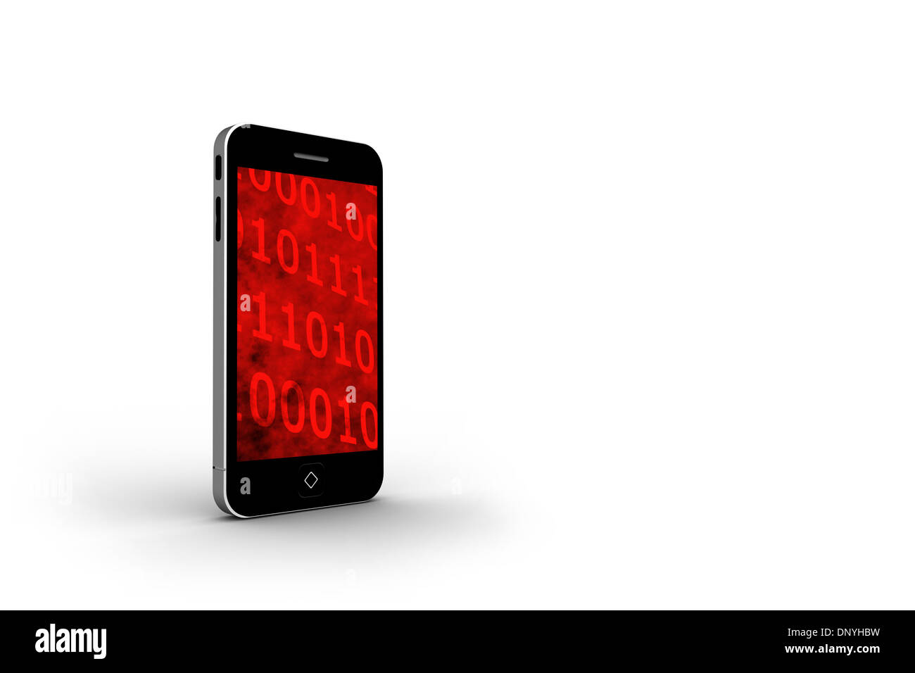 Codice binario sulla schermata dello smartphone Foto Stock