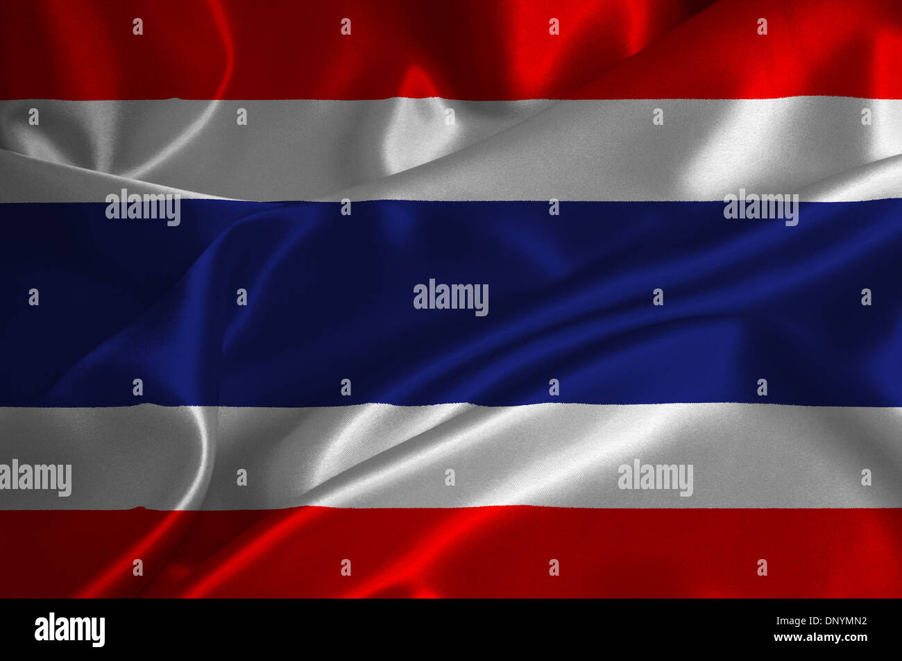 Bandiera della Thailandia su raso texture. Foto Stock