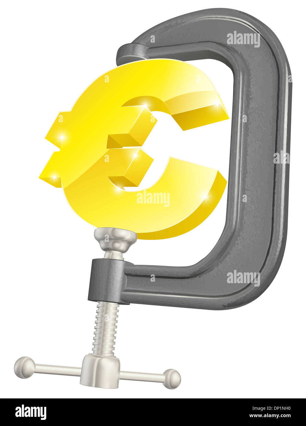 Illustrazione concettuale di un segno in euro in un C o morsetto a G Foto Stock