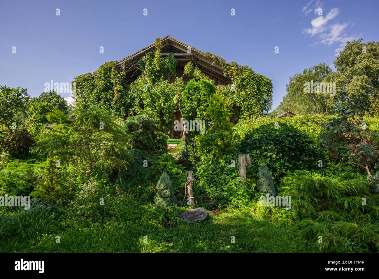 Casa Principale, Mazurski Eden o Masurian giardino di Eden, la ricostruzione della cultura Galindian, Gmina Ruciane-Nida Foto Stock