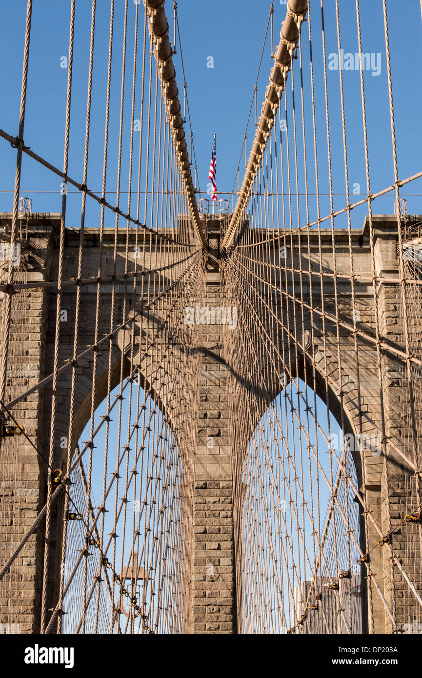 Ponte di Brooklyn, Manhattan, New York, New York, Stati Uniti d'America Foto Stock