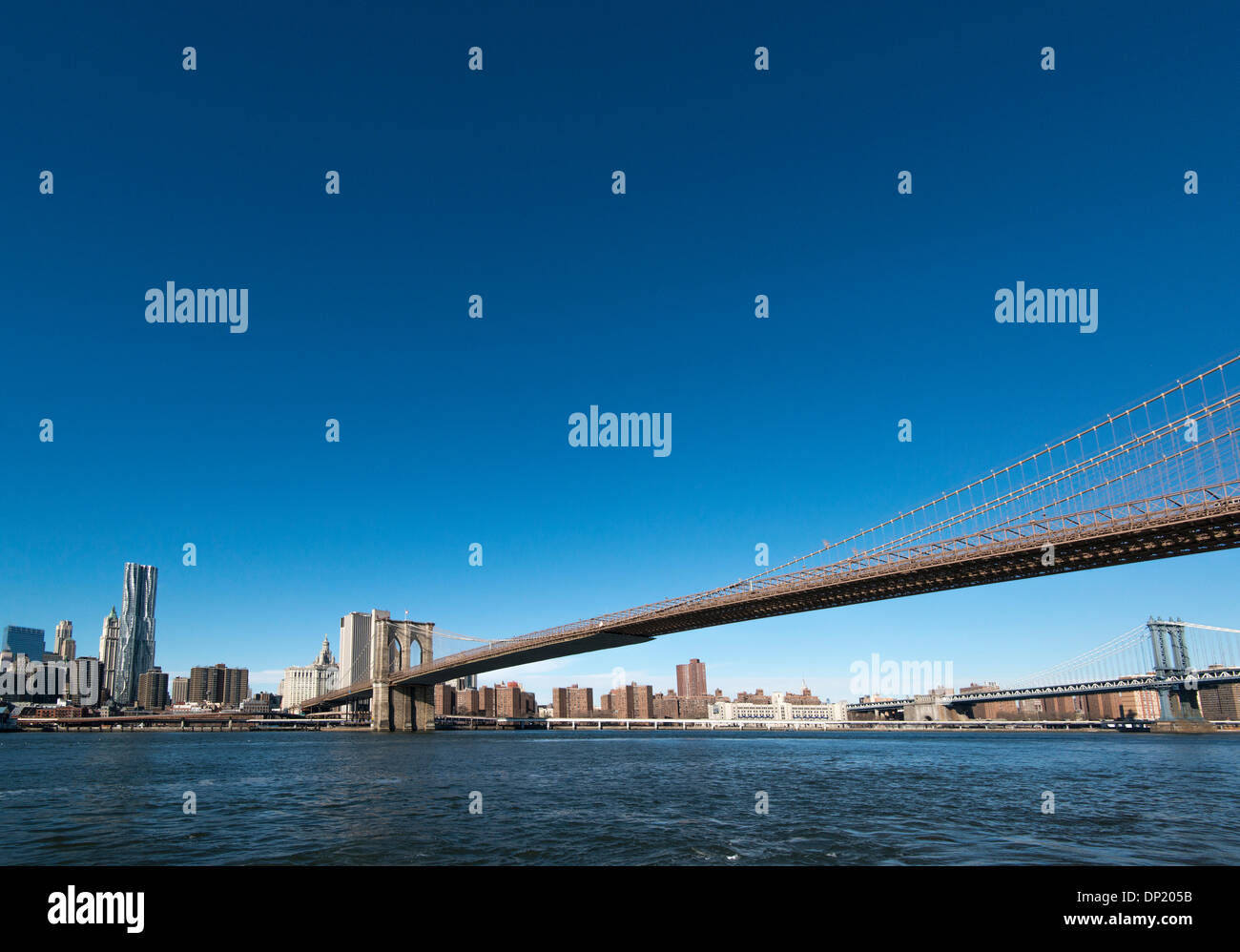 Ponte di Brooklyn sulla punta meridionale di Manhattan, New York, New York, Stati Uniti d'America Foto Stock