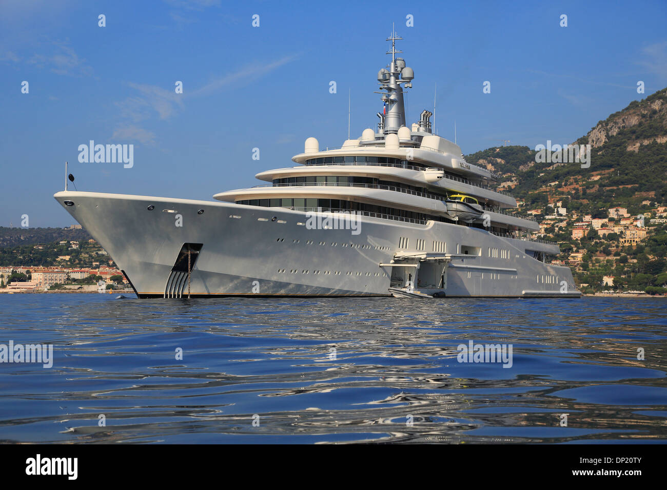 Motor Yacht, Eclipse, costruito da Blohm e Voss, a Cap Ferrat, Côte d'Azur, Provence-Alpes-Côte d'Azur, in Francia Foto Stock