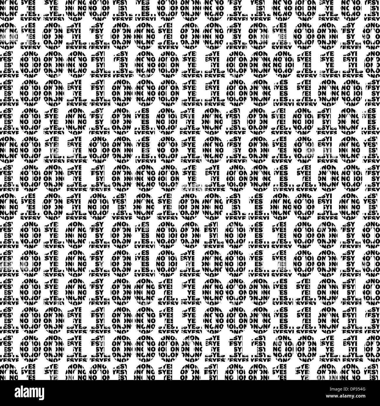 Codice binario - Serie di uno e zeri composta di sì e no Foto Stock