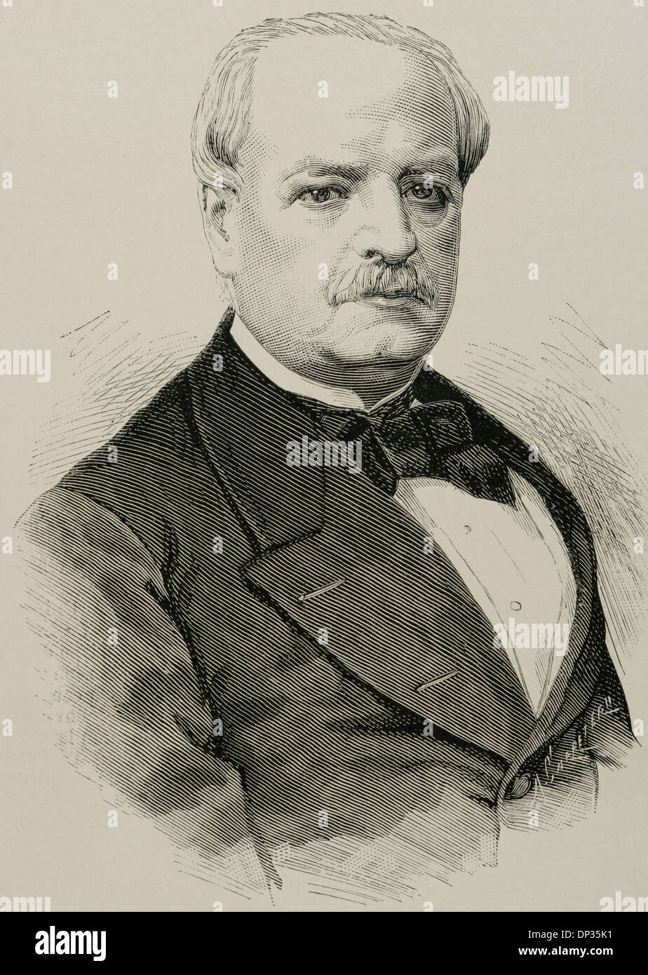 Luis La Puerta Mendoza (1811-1885). Presidente peruviano. Incisione di A. Carretero. La spagnolo e illustrazione americana, 1879. Foto Stock