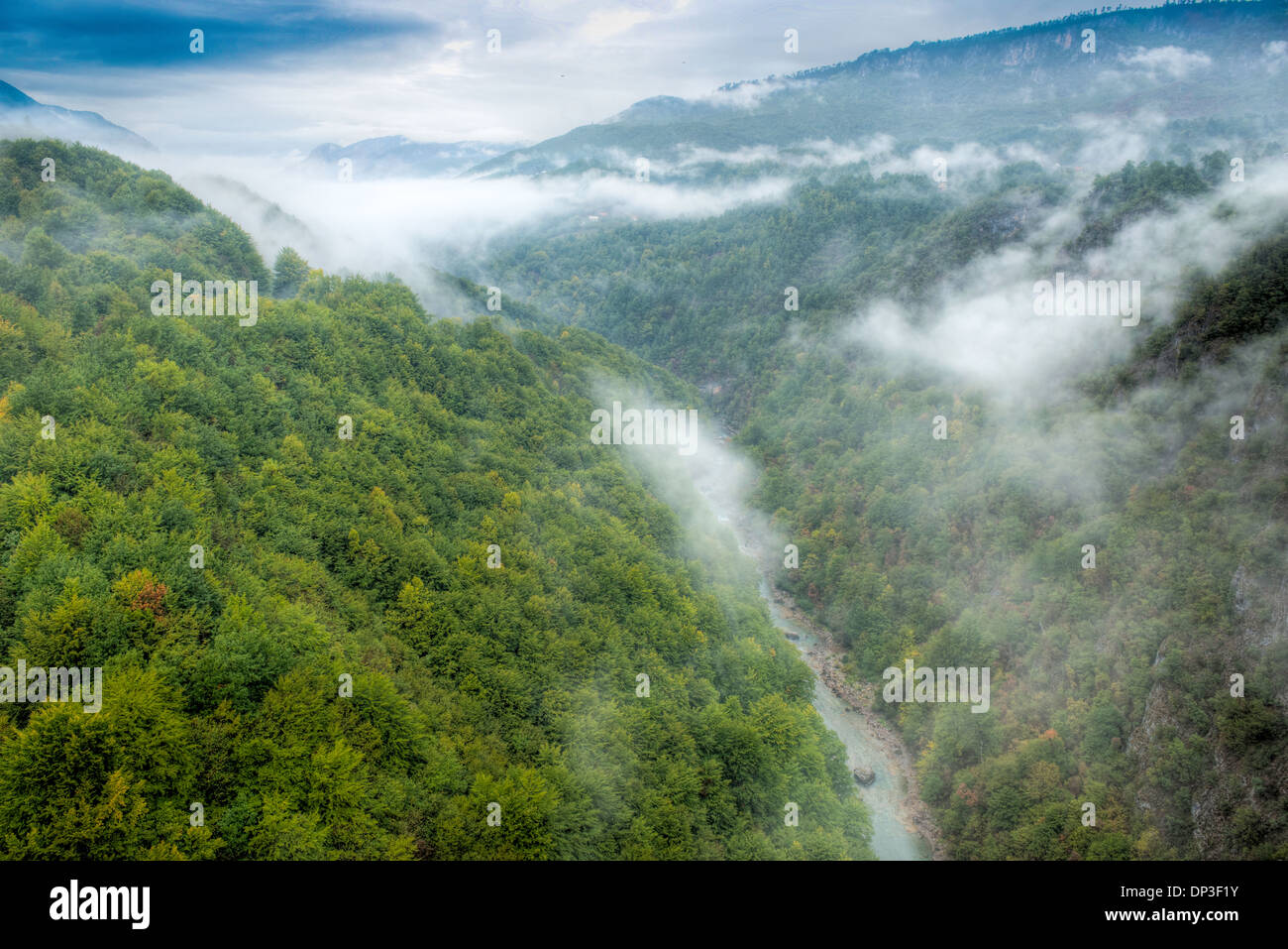 Fiume Tara canyon, Montenegro, fiume profondo canyon Piva Regione canyon più profondo in Europa Foto Stock