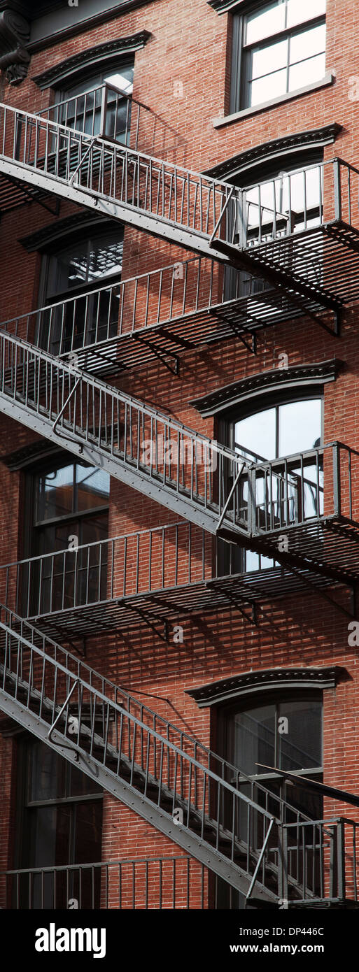 Vista di pietre marroni, quartiere Soho di New York City, New York, Stati Uniti d'America Foto Stock