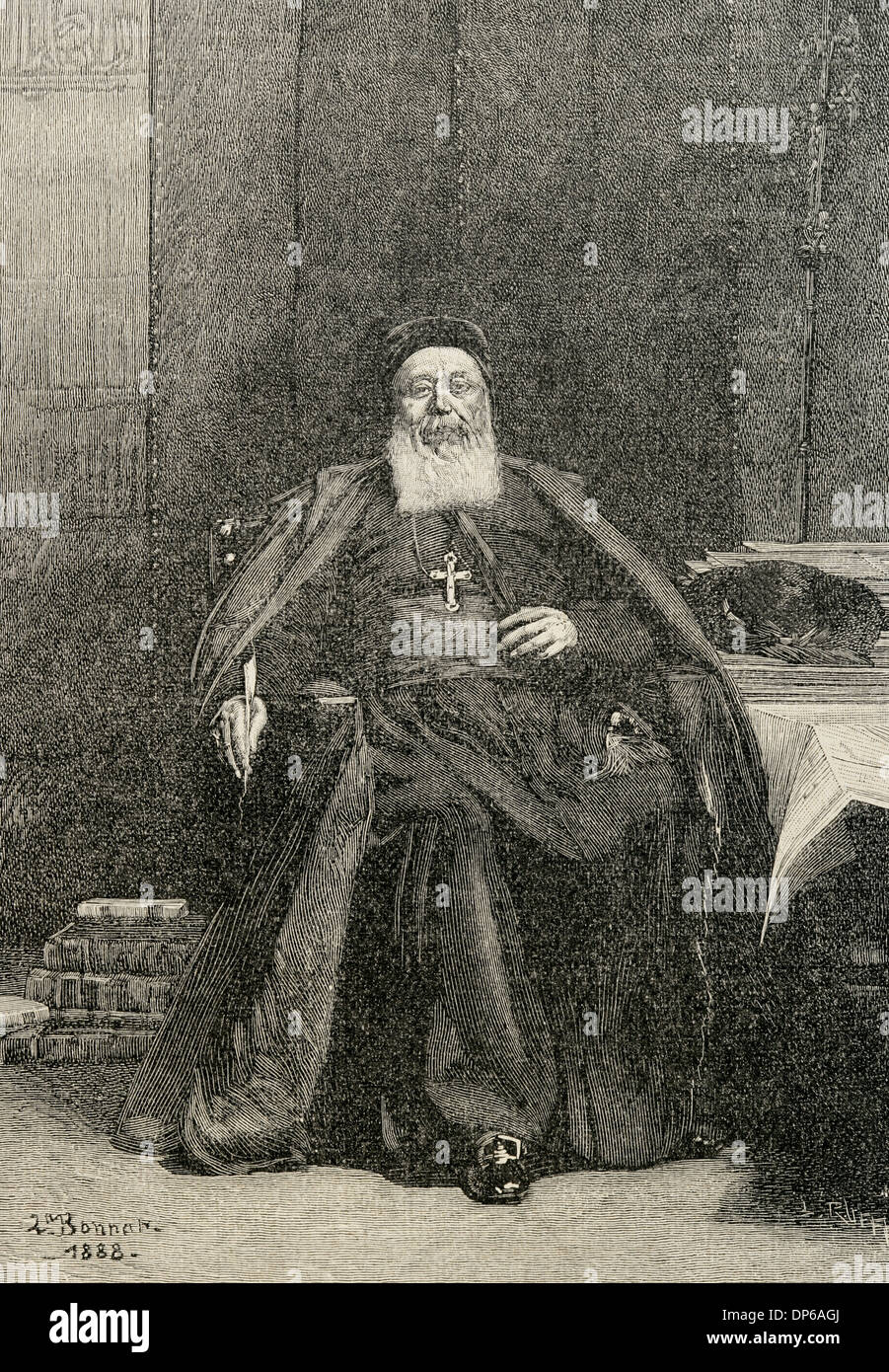 Charles Lavigerie (1825-1892). Missionario francese e il cardinale. Incisione di Bonnat, 1888. Foto Stock