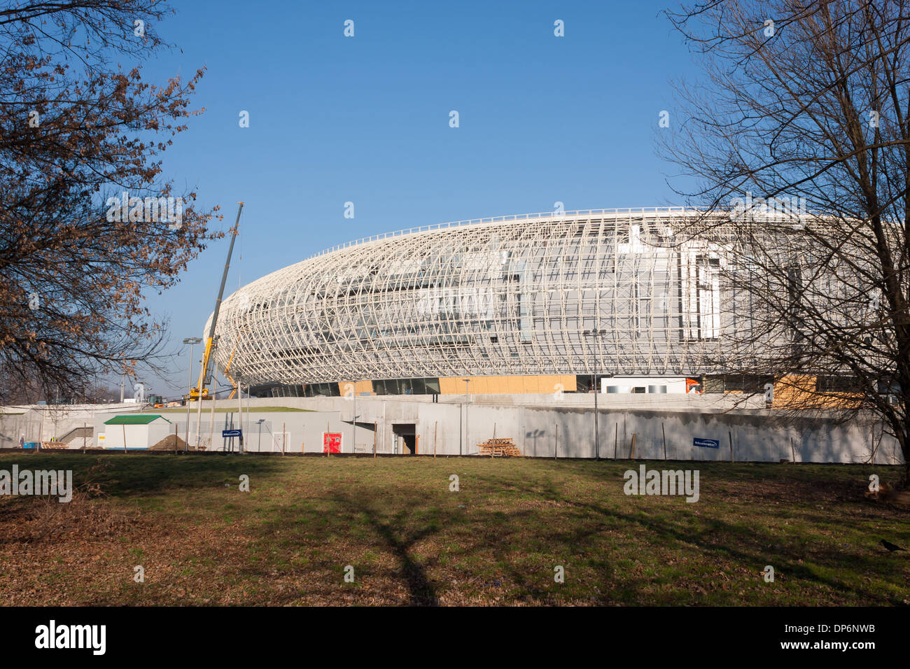 Nuova sala sportiva "Arena" in Czyzyny Cracovia durante la fase di costruzione Foto Stock