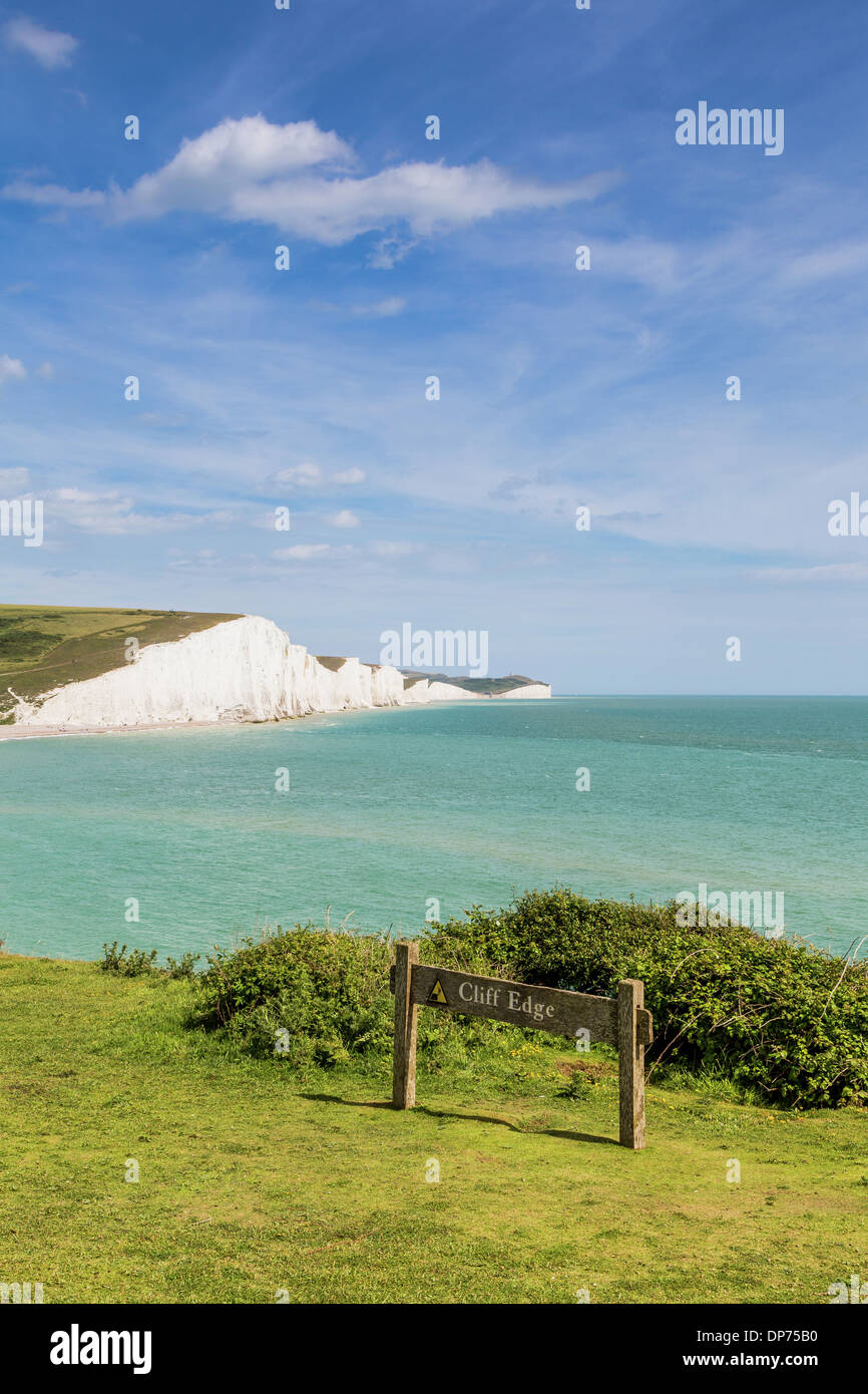 Sette sorelle chalk cliffs in estate. Foto Stock